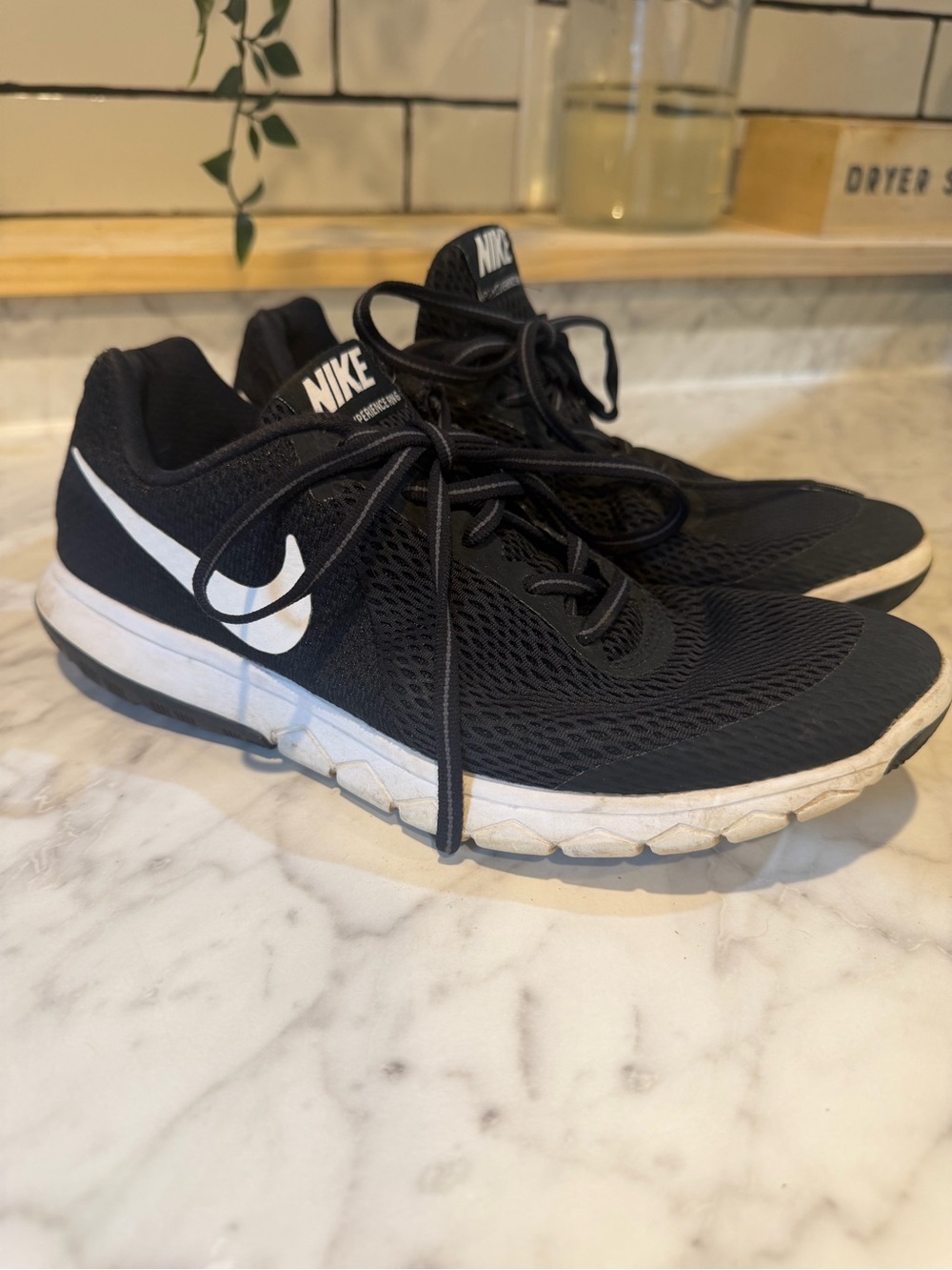 Nike Men’s Black Athletic Shoes with White Swoosh